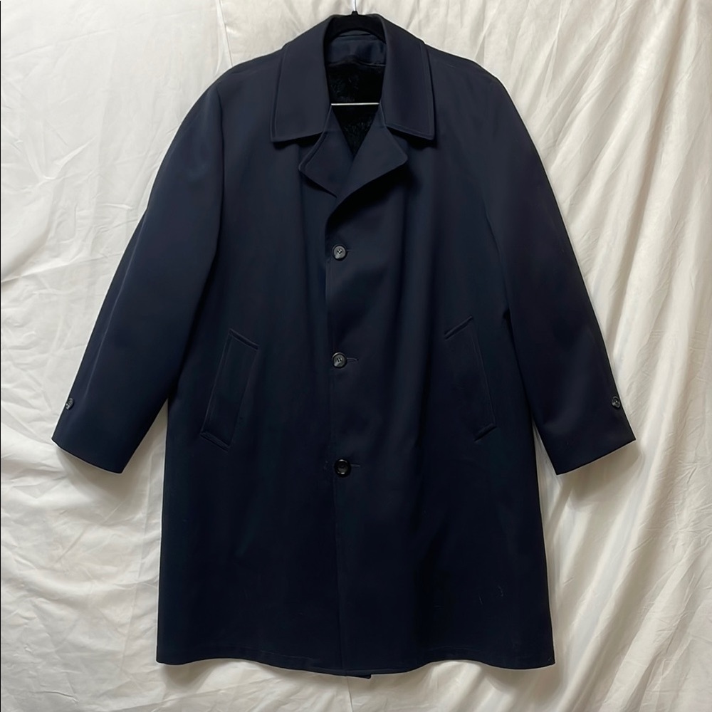 Convertible All Weather Navy Trench Coat, Notched Lapel & Zip In Warm Lining
